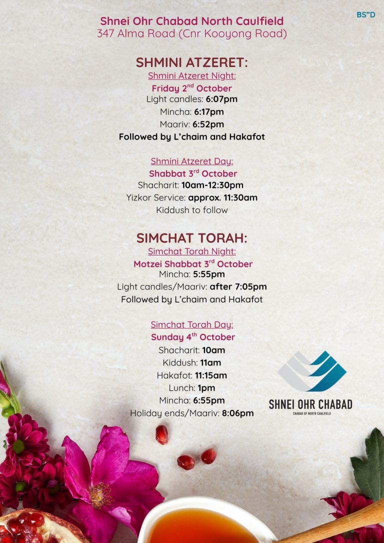 Shmini Atzeret & ST Times